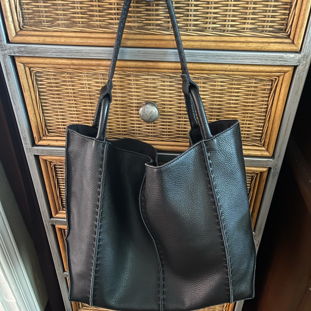 The Sak Los Feliz Black Leather Tote Bag